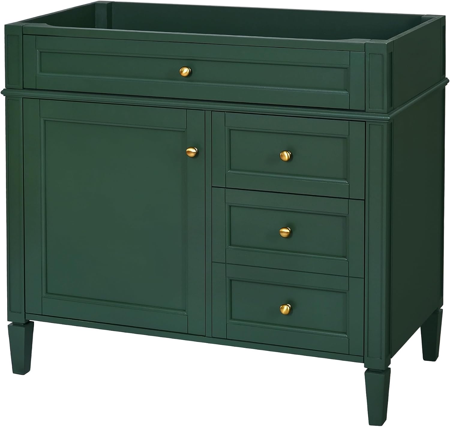 36'' Bathroom Vanity Without Top Sink, Modern Bathroom Storage Cabinet with 2 Drawers and a Tip-Out Drawer, Only Cabinet, Green
