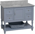 Beverly 42-inch Bathroom Vanity (Carrara/Powder Blue): Includes Powder Blue Cabinet with Authentic Italian Carrara Marble Countertop and White Ceramic Sink
