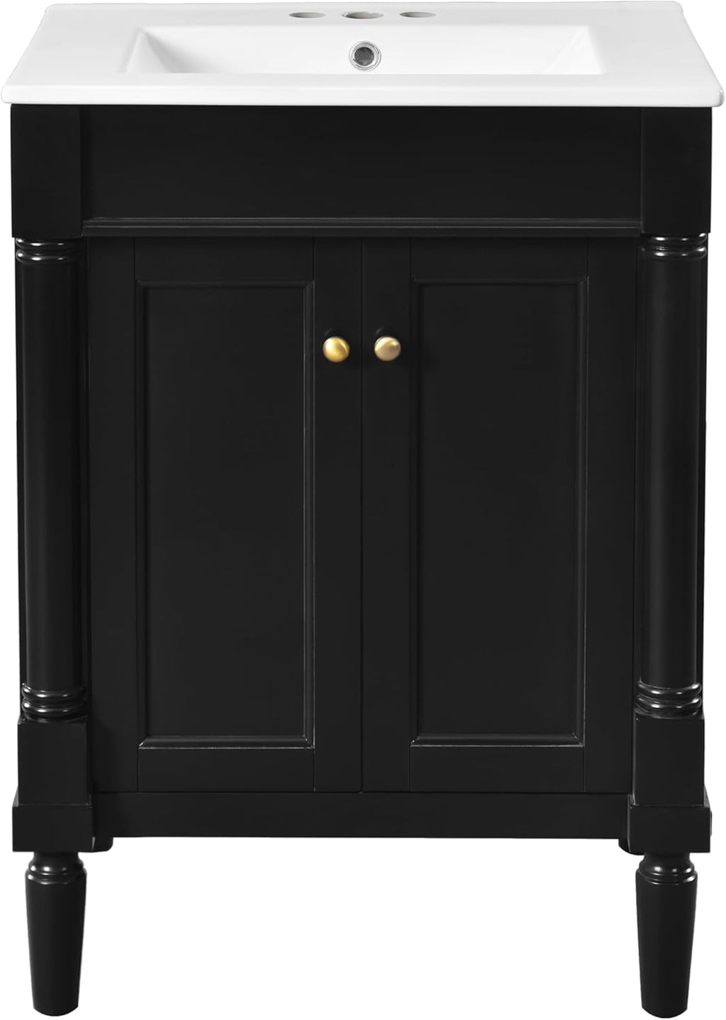 Merax 24' Bathroom Vanity with Sink, Powder Room Small Bathroom Vanity with 2-Door Cabinet, Undermount Sink, Solid Wood Frame Bathroom Storage Cabinet