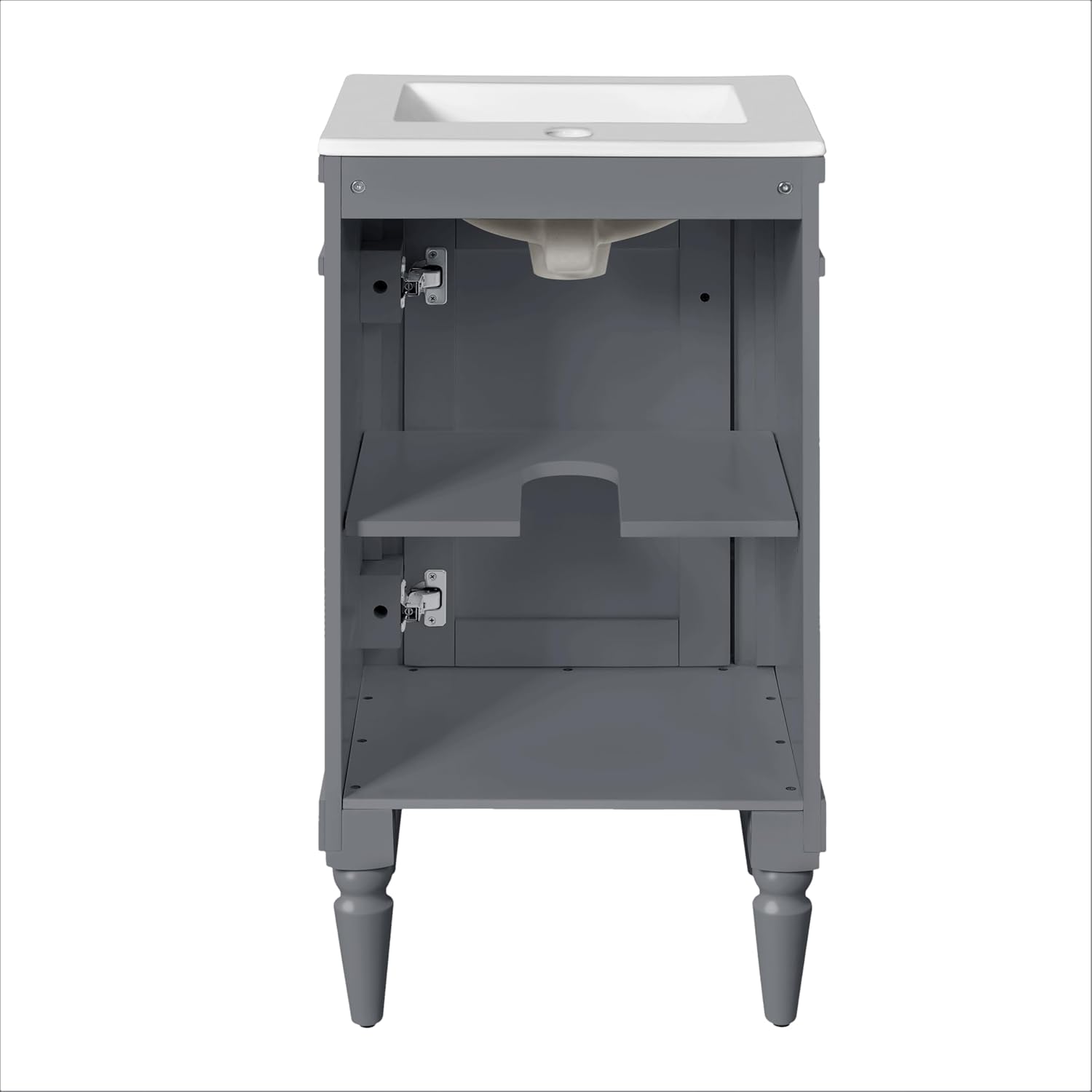 VilroCaz Modern 18'' Bathroom Vanity with Top Sink, Freestanding Bathroom Storage Cabinet with Door and Adjustable Shelf, Single Sink Cabinet with Nordic Style Legs (Gray-Retro)