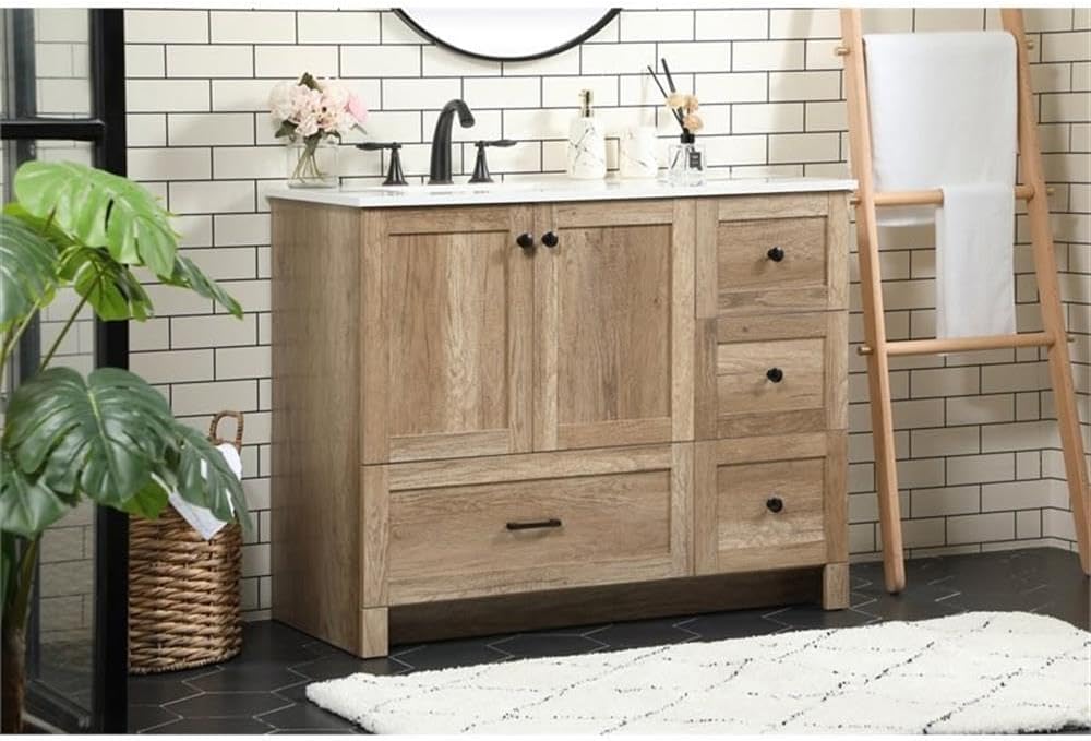 Elegant Decor Soma 42' Aluminum MDF Single Bathroom Vanity in Natural Oak