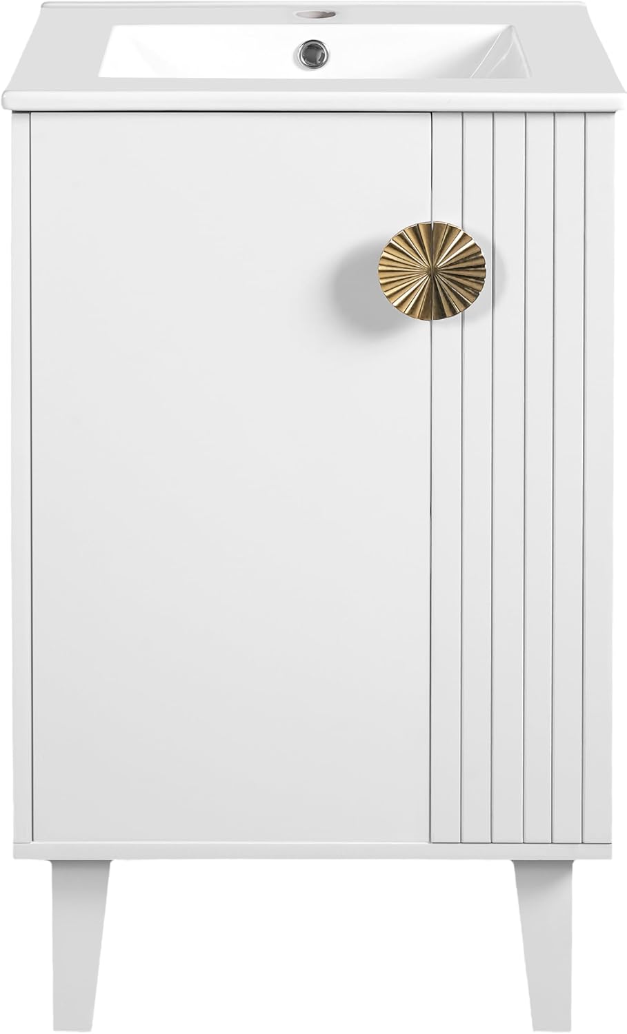 VilroCaz Modern 20'' Bathroom Vanity with Top Ceramic Sink, Freestanding Single Vanity Set Bathroom Storage Cabinet with Soft Closing Door, Chic Half-Moon Pulls (White-10.16)