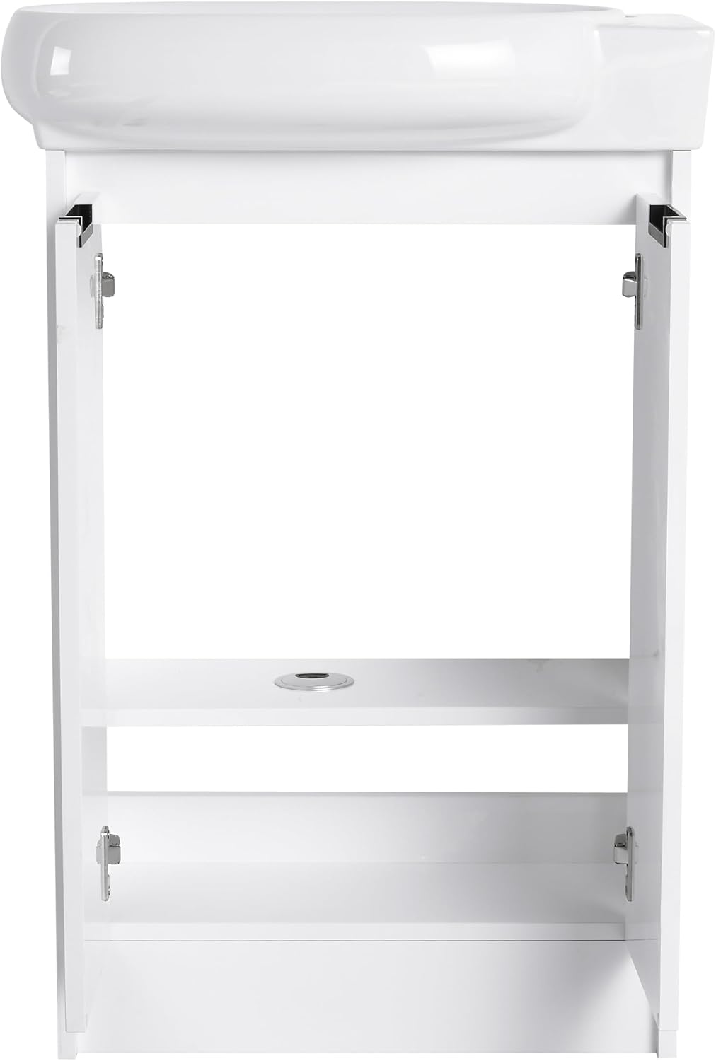 Malwee 23 Inch Freestanding Bathroom Vanity with Sink, 23'' Floor Stand Single Sink Bathroom Vanity Combo, Modern White Cabinet Set with 2 Doors and Ceramics Basin Top, Ajustable Shelf.MA02923GWH