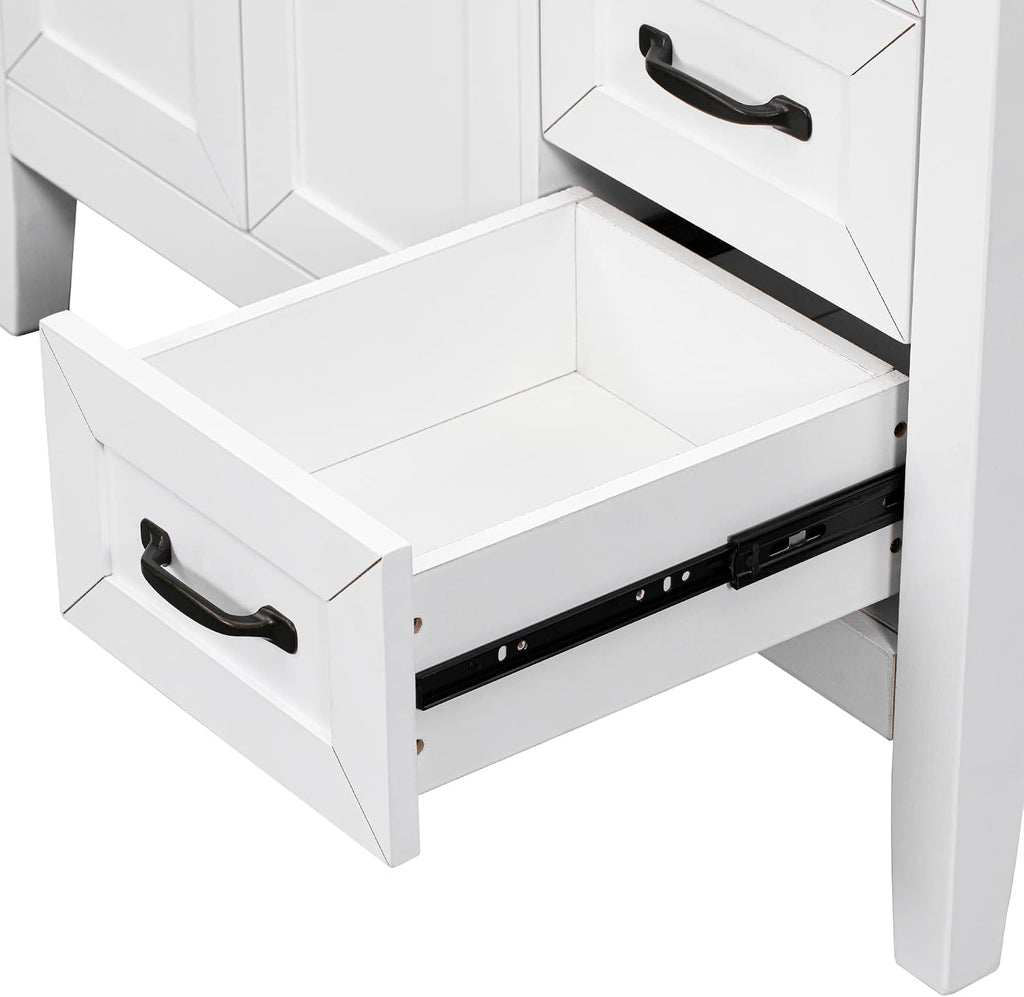 YOPTO 36' Bathroom Vanity Without Sink,Cabinet Base Only,Solid Wood Cabinets Basin Vessel Set with 3 Drawers,Water-Proof,Stain Proof,Ample Enclosed Storage Spaces,White