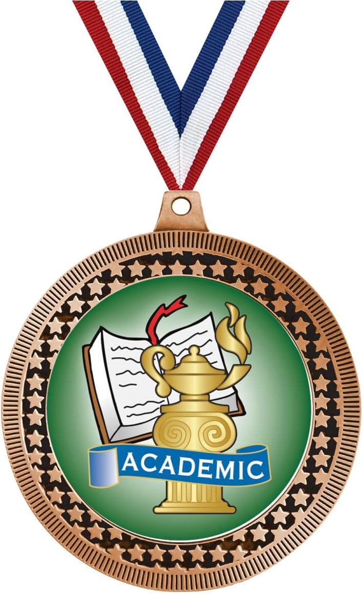 2.75' Academic Medal Award, Bronze Vega Academic Team Trophy Award Includes Free Neck Ribbon