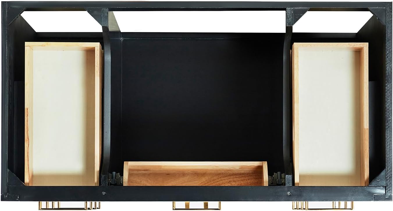 DKB Isabella 42-Inch Black Bathroom Vanity with Sink, White Quartz Countertop & 4' Backsplash, Oval Sink, Solid Wood Frame, Soft-Close Drawer, Premium Hardware