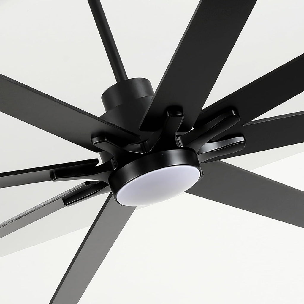 84 Inch Large Size With Light Kit & Remote Control 8 PCS Blades Ceiling Fan 3 Color Dimmable Led Dc Motor Reversible 6 Speed Quiet Remote Control Ceiling Fan For Living Room Bedroom Indoor Matte Black