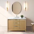 Vanity Art 48 inch Bathroom Vanity with Sink & Ceramic Top, Vanity Cabinet with Soft-Closing Doors, Drawers, Solid Wood Frame, Natural Oak, VA8048-NO1