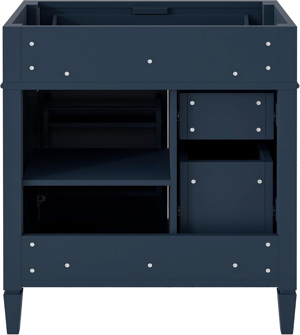 Favfurish 30' Bathroom Vanity Without Top Sink,Modern Freestanding Bath Storage Cabinet with 2 Soft-Close Drawers & Tip-Out Tray,Solid Wood Vanity Only w/Adjustable Shelf & Door Organizer,Blue