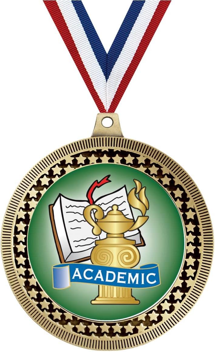 Crown Awards 2.75' Academic Award Medal, Gold Vega Academic Team Trophy Award Includes Free Neck Ribbon