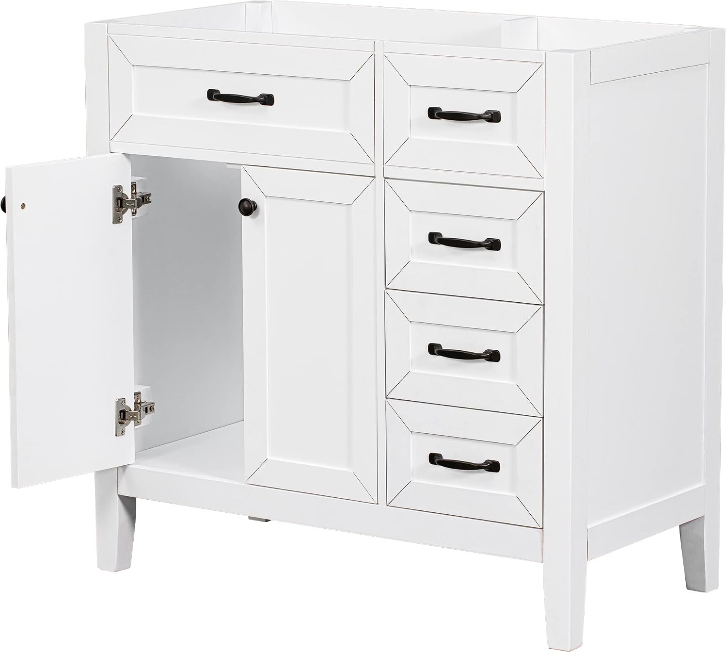 YOPTO 36' Bathroom Vanity Without Sink,Cabinet Base Only,Solid Wood Cabinets Basin Vessel Set with 3 Drawers,Water-Proof,Stain Proof,Ample Enclosed Storage Spaces,White
