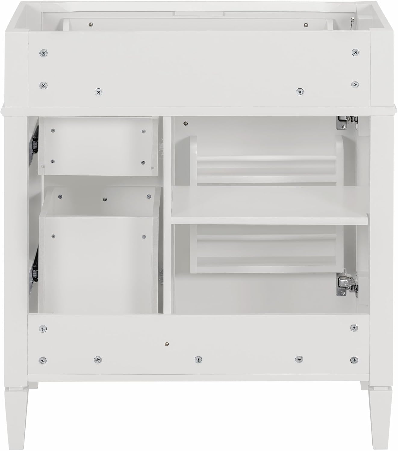 Merax 30' Bathroom Vanity Without Sink, Wood Under Sink Bathroom Cabinet with 3 Drawers,1 Doors and Adjustable Shelf, Modern Pedestal Sink Bathroom Vanity Cabinet White