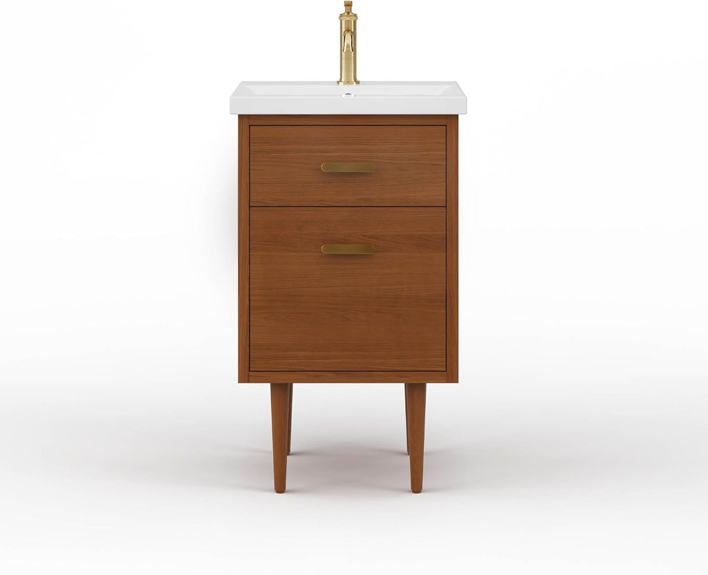 Water Creation Brandy 20' Integrated Sink Top Wood Vanity in Honey Walnut