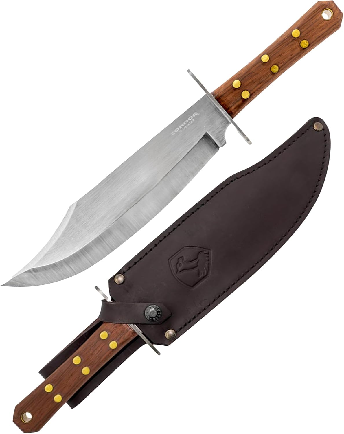 Condor Tool & Knife Undertaker Knife - 1075 High Carbon Steel - Full Tang Hunting Knives with Sheath - Walnut Handle - Hand Crafted Welted Leather Sheath - 10.2in Blade - 24 oz