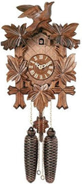Eight Day Cuckoo Clock with Five Hand-Carved Maple Leaves and One Bird