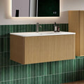 36' Bathroom Vanity with Sink, Modern Floating Vanity with Push Open Soft Close Drawer, Large Storage for Bathroom, Apartment, Hotel, Natural Oak, Fully Assembled - Camellia Collection