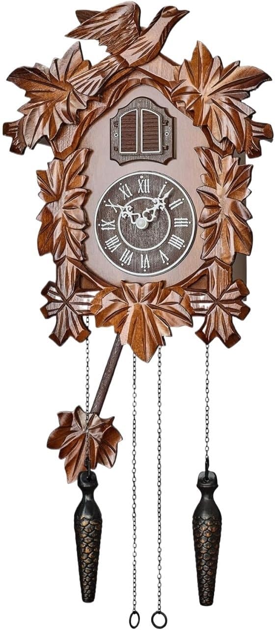 The Cuckoo Clock is A Wall Clock with A Night Mode, Hand-Carved, Suitable for Living Rooms, Bedrooms and Offices Suitable for Kitchen, Living Room or Office(Brown)
