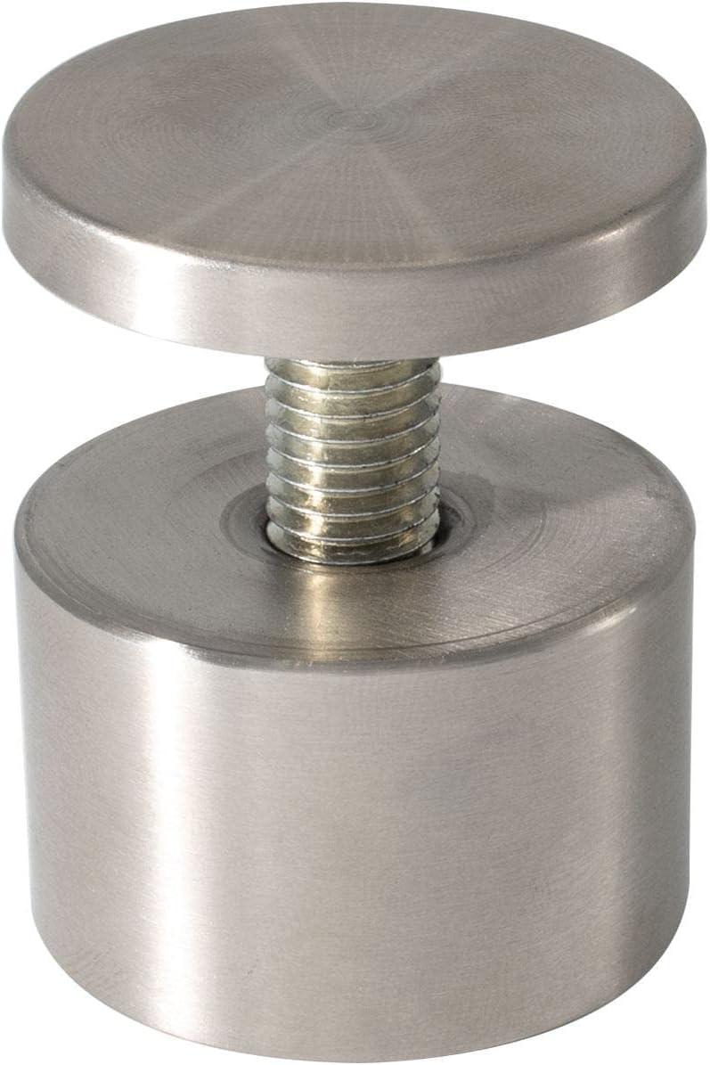 Stainless Steel Standoff 1-1/2 Inch Diameter x 1 Inch Barrel Length Brushed Finish for PVC, Glass and Acrylic Sign Stand Off Wall Anchors and Screws 48 Piece Small Store Pack