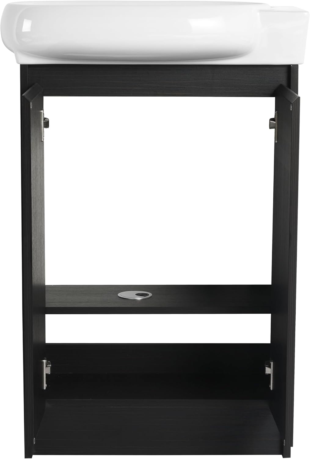Malwee 23 Inch Freestanding Bathroom Vanity with Sink, 23'' Floor Stand Single Sink Bathroom Vanity Combo, Modern Black Cabinet Set with 2 Doors and Ceramics Basin Top, Ajustable Shelf.MA02923BCT