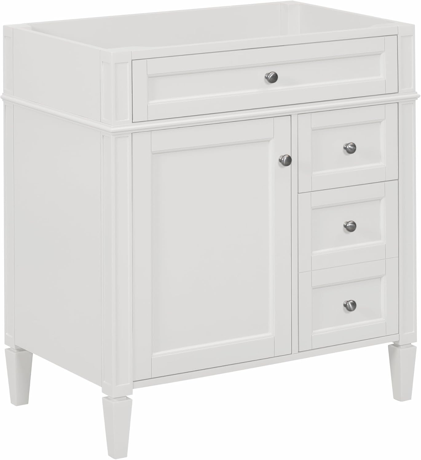 Merax 30' Bathroom Vanity Without Sink, Wood Under Sink Bathroom Cabinet with 3 Drawers,1 Doors and Adjustable Shelf, Modern Pedestal Sink Bathroom Vanity Cabinet White
