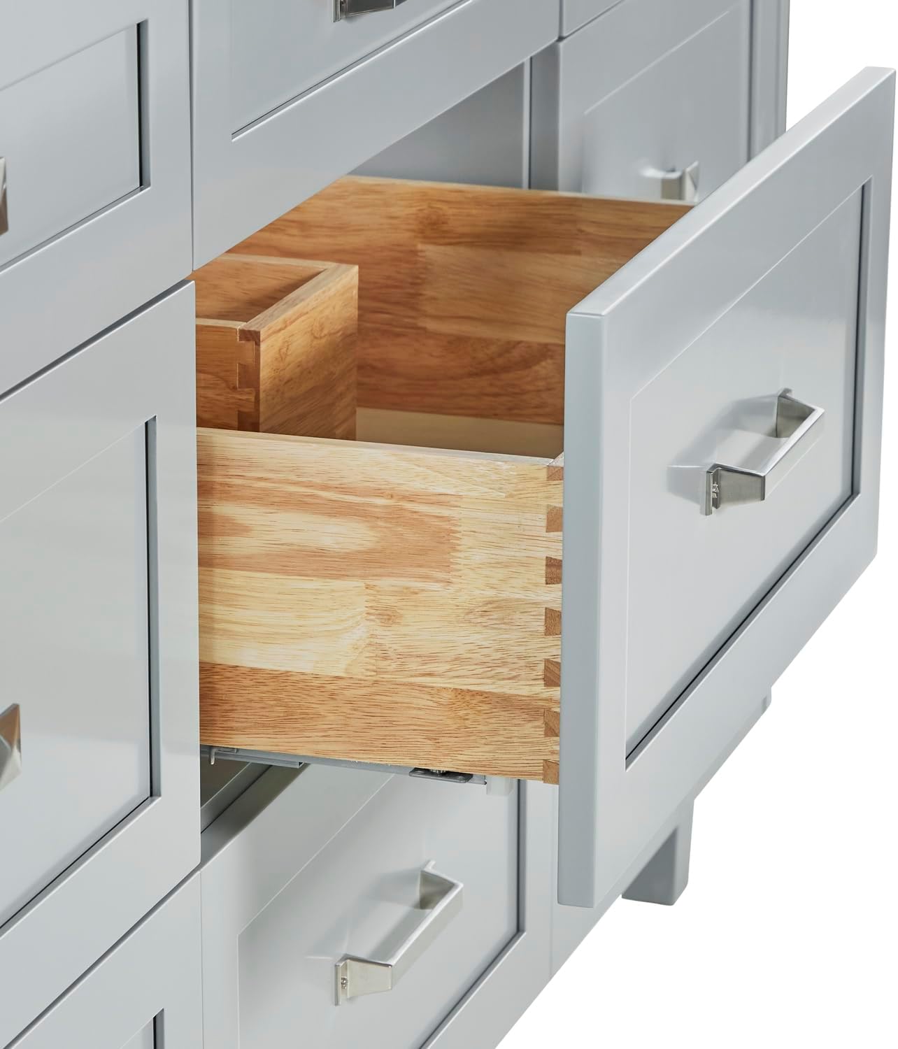 ARIEL Monroe 66-inch Bathroom Vanity with Sink,Solid Wood, 1.5-inch Italian Carrara Marble Countertop, Single Oval Porcelain Sink, Dovetail Drawers, Grey