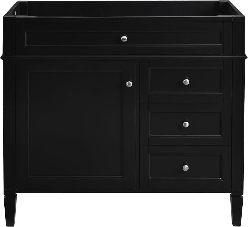 36'' Bathroom Vanity Without Top Sink, Modern Bathroom Storage Cabinet with 2 Drawers and a Tip-Out Drawer, Only Cabinet, Black