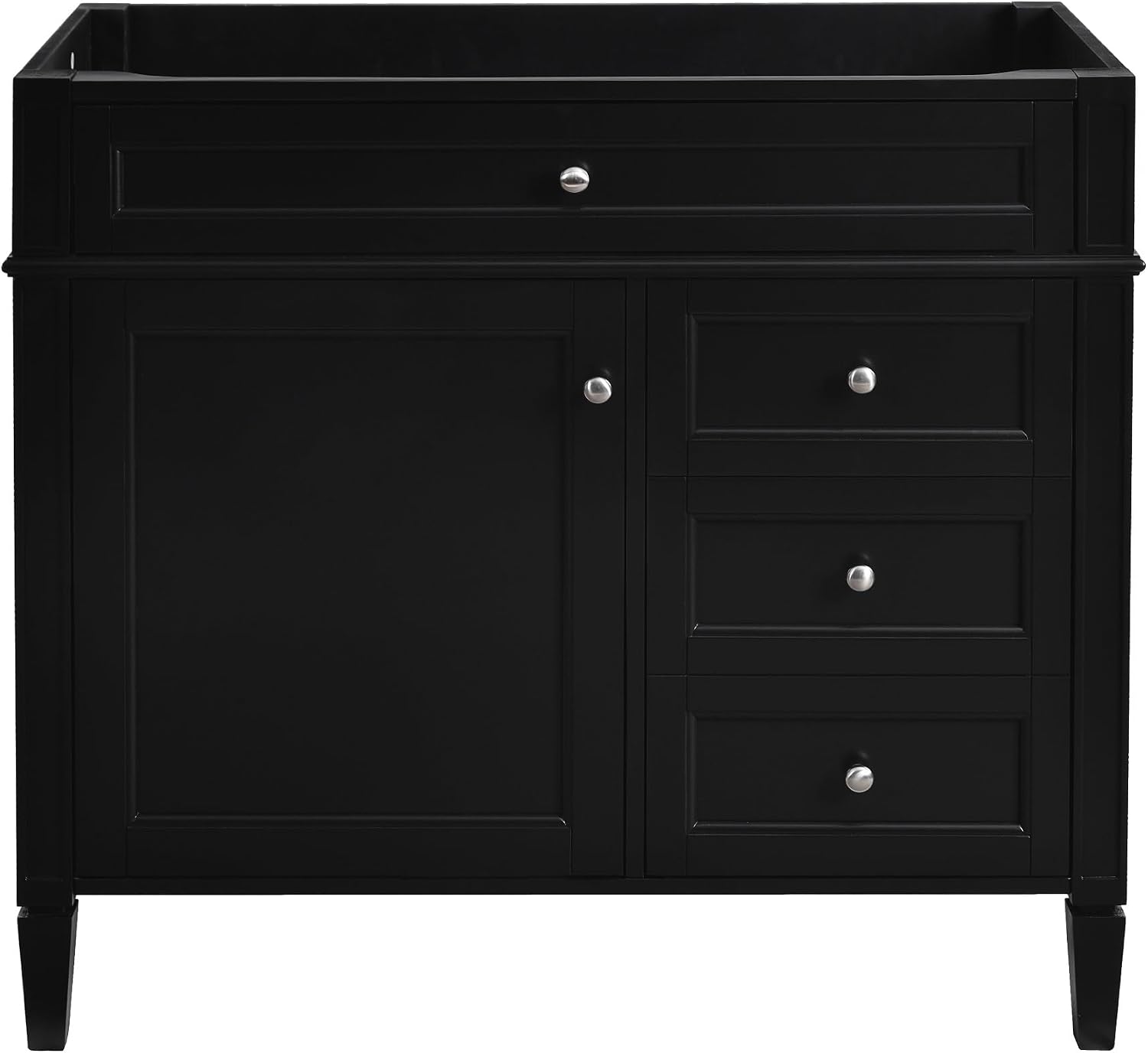36'' Bathroom Vanity Without Top Sink, Modern Bathroom Storage Cabinet with 2 Drawers and a Tip-Out Drawer, Only Cabinet, Black