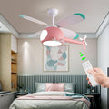 Kids Room Ceiling Fan with lights,Remote control speed,Dimmable Children's Bedroom Cartoon Ceiling Fan Lamp,Helicopter Model&Teddy Bear Model Options Pink