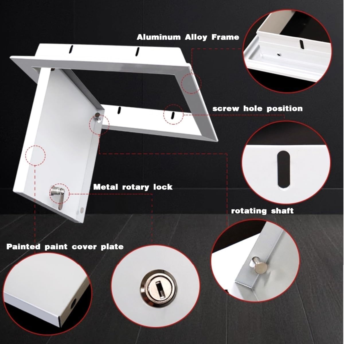 Access Doors Panel, Aluminum Alloy Wall Access Door for Drywall Ceiling Access Panel, for Electrical and Plumbing Hidden Cover (Screwdriver Latch)(28x28in(700x700mm))