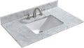 WOODBRIDGE 37' x22' Vanity Top with Single Under Mount Rectangle Bowl, Carrara White Marble, Pre-drilled with 3-hole for 8-inch Widespread Faucet set up Option, CAVT3722-8