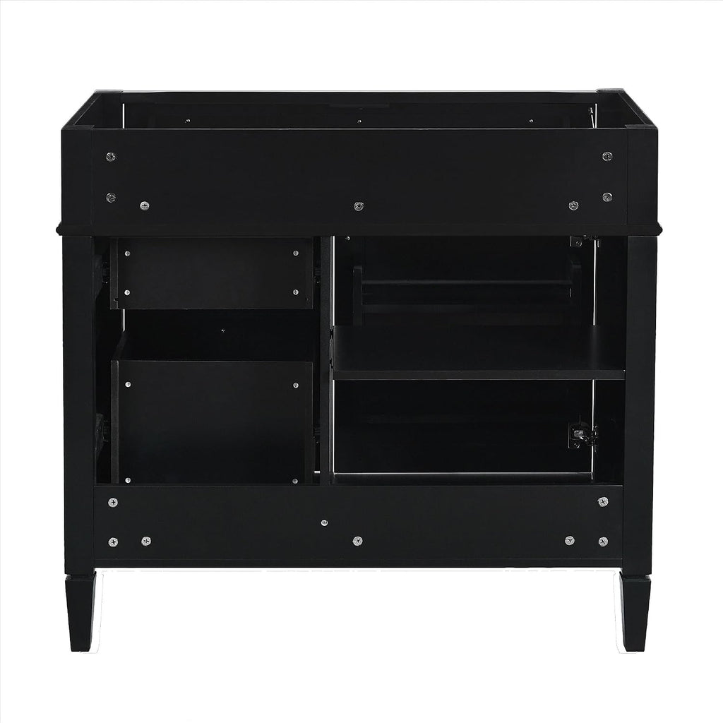 36'' Bathroom Vanity Without Top Sink, Modern Bathroom Storage Cabinet with 2 Drawers and a Tip-Out Drawer, Only Cabinet, Black
