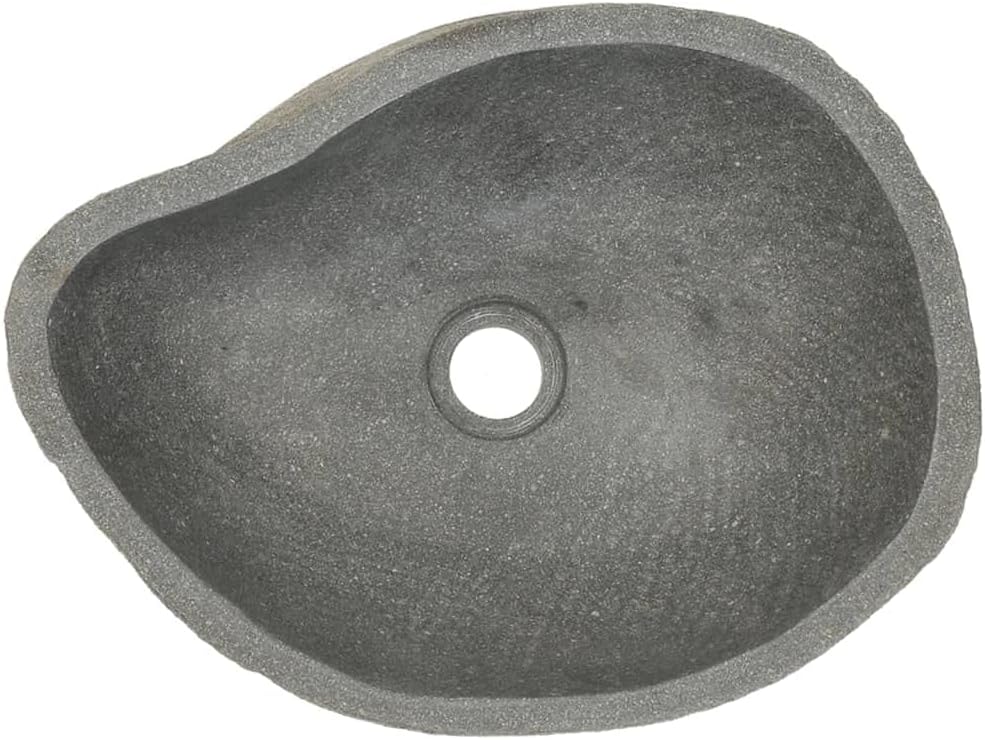 vidaXL Wash Basin, Bathroom Sink Bath Wash Bowl, Vanity Sink Bathroom Basin Small Bathroom Sink, Countertop Wash Basin Wash Sink, River Stone Oval