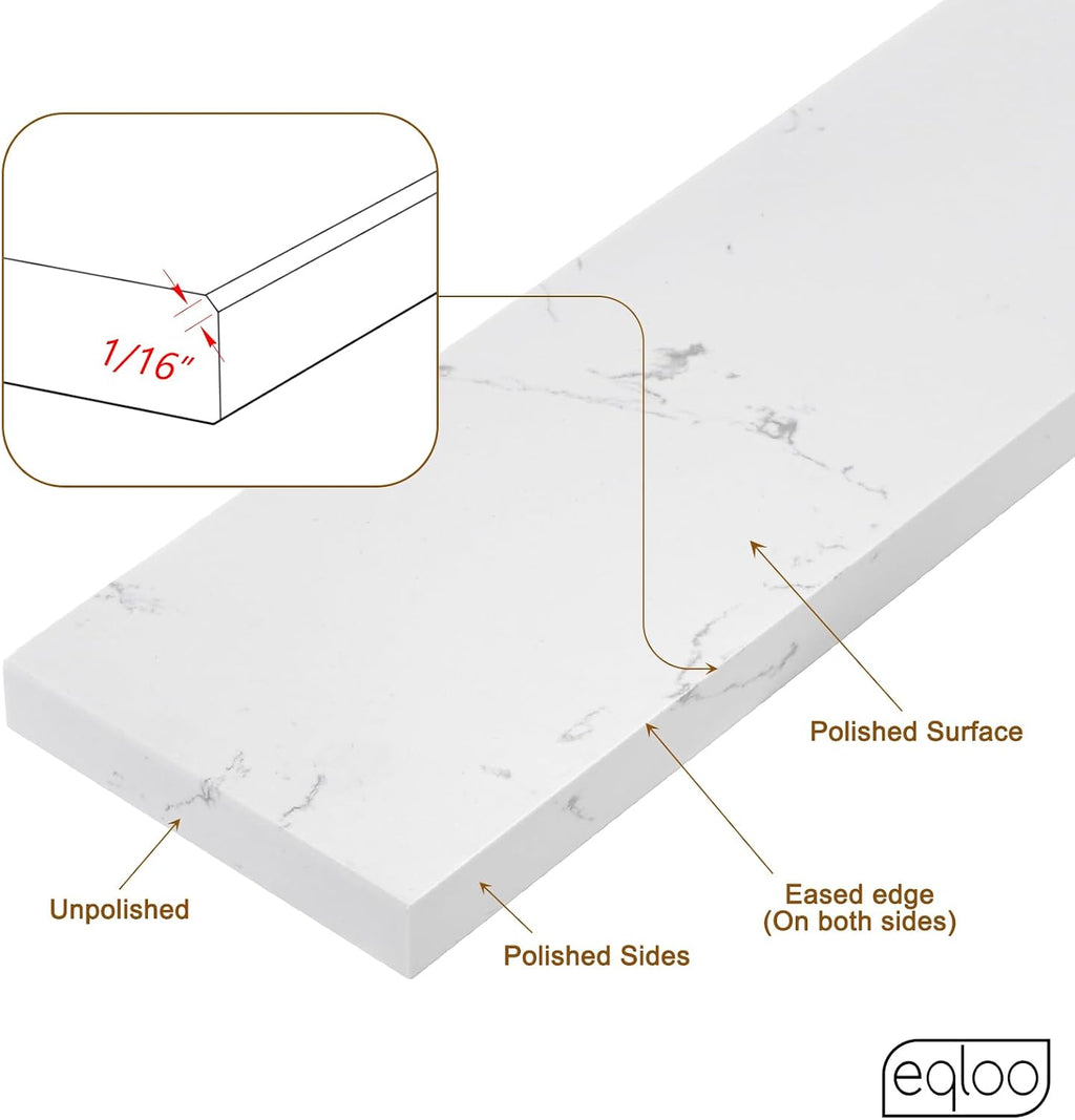 36 in. W x 4 in. H Engineered Stone Backsplash for Bathroom Vanity Sink Top in Carrara White