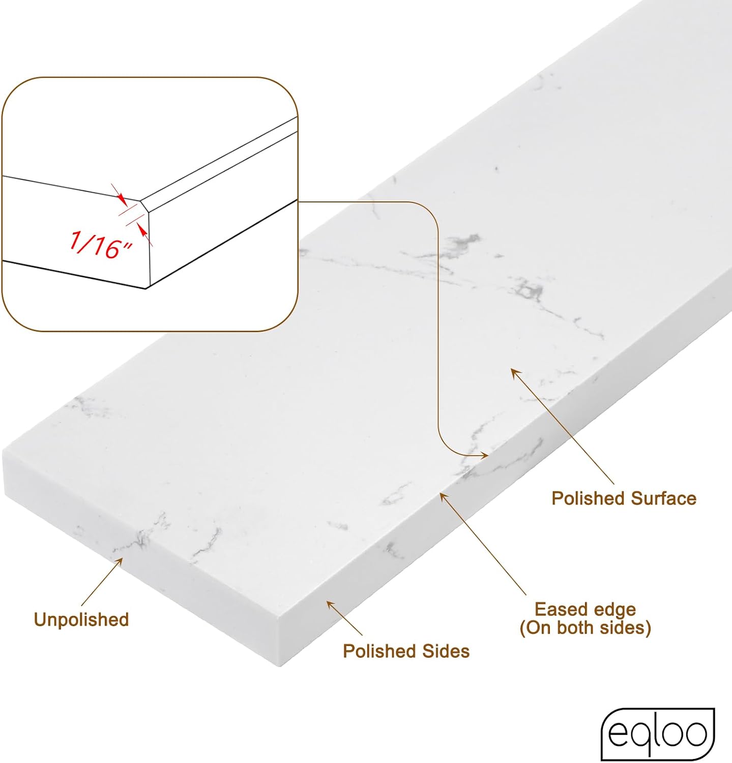 36 in. W x 4 in. H Engineered Stone Backsplash for Bathroom Vanity Sink Top in Carrara White