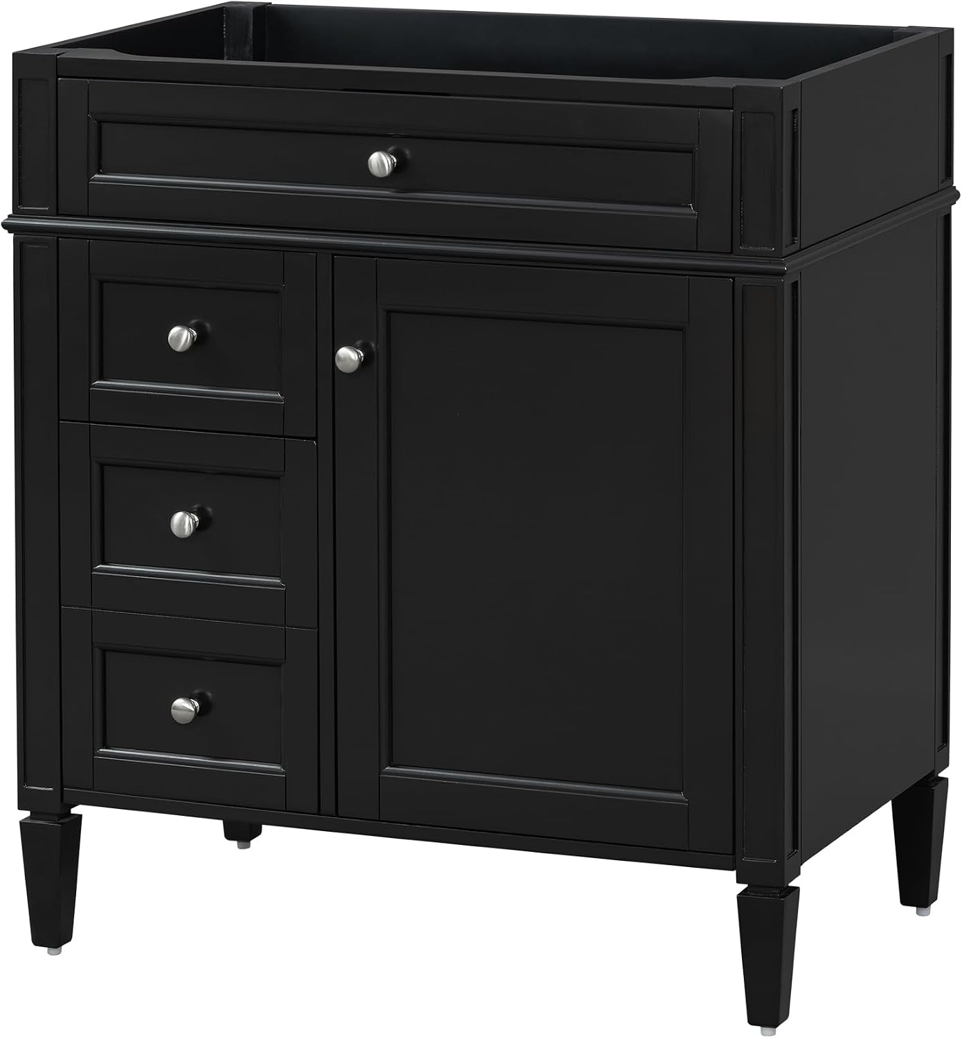 Favfurish 30' Bathroom Vanity Without Top Sink,Modern Freestanding Bath Storage Cabinet with 2 Soft-Close Drawers & Tip-Out Tray,Solid Wood Vanity Only w/Adjustable Shelf & Door Organizer,Black