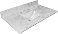 Leavader 31'x 22' Bathroom Vanity Top Carrara White Engineered Stone Three Hole Countertop with Undermount Ceramic Sink and Backsplash