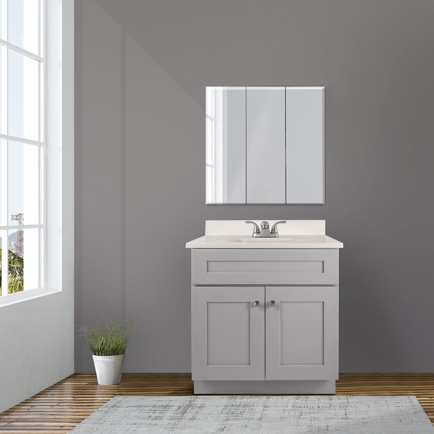 Design House Brookings 31 Inch Bathroom Vanity with Top, Ready to Assemble, Painted Gray, 597682
