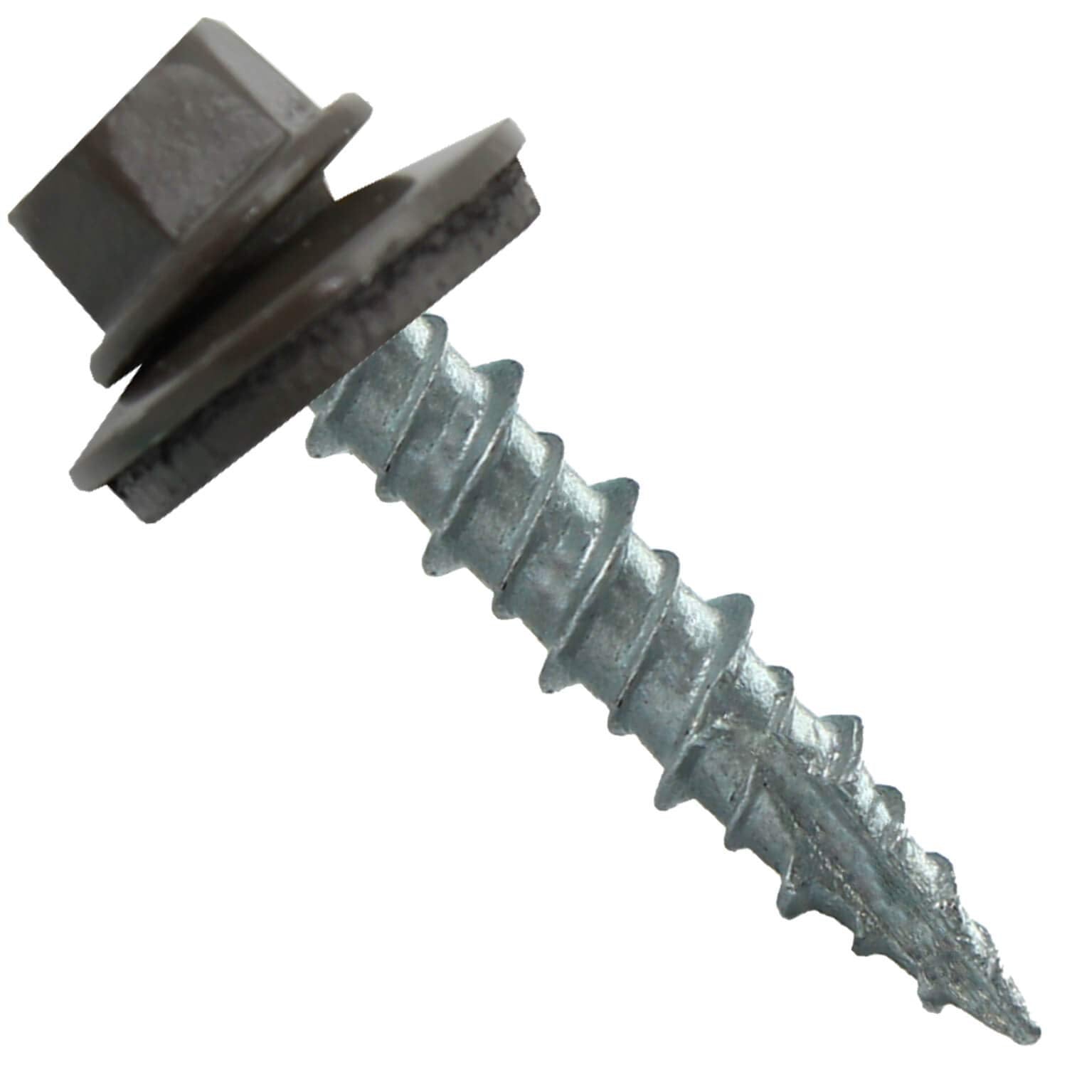 10 x 1 Antique Bronze Metal Roofing Screws - Hex Washer Head- Self-Starting/Tapping - EPDM Washer. 4 X 250 Bags - 1,000 Screws