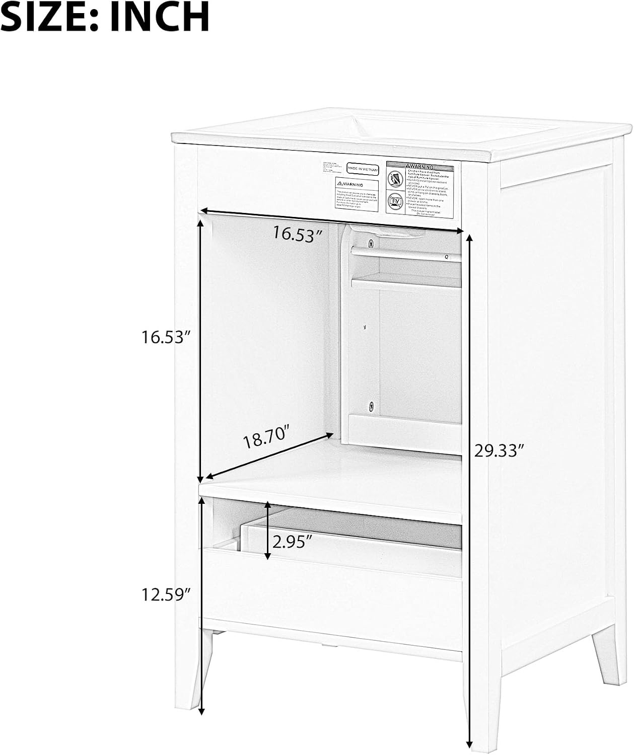 Harper & Bright Designs 20' Bathroom Vanity with Sink, Free Standing Single Vanity Set with One Drawer, and Door Storage Shelf, Solid Wood Storage Cabinet with Ceramic Basin for Bathroom, Black