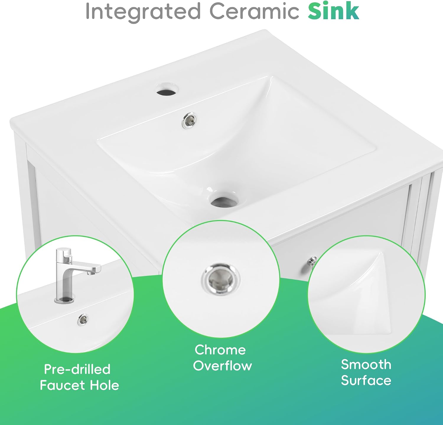 VilroCaz Modern 20' Bathroom Vanity with Sink, Freestanding Bathroom Cabinet with Soft Closing Door, Storage Rack and Adjustable Shelve (White-10.8)
