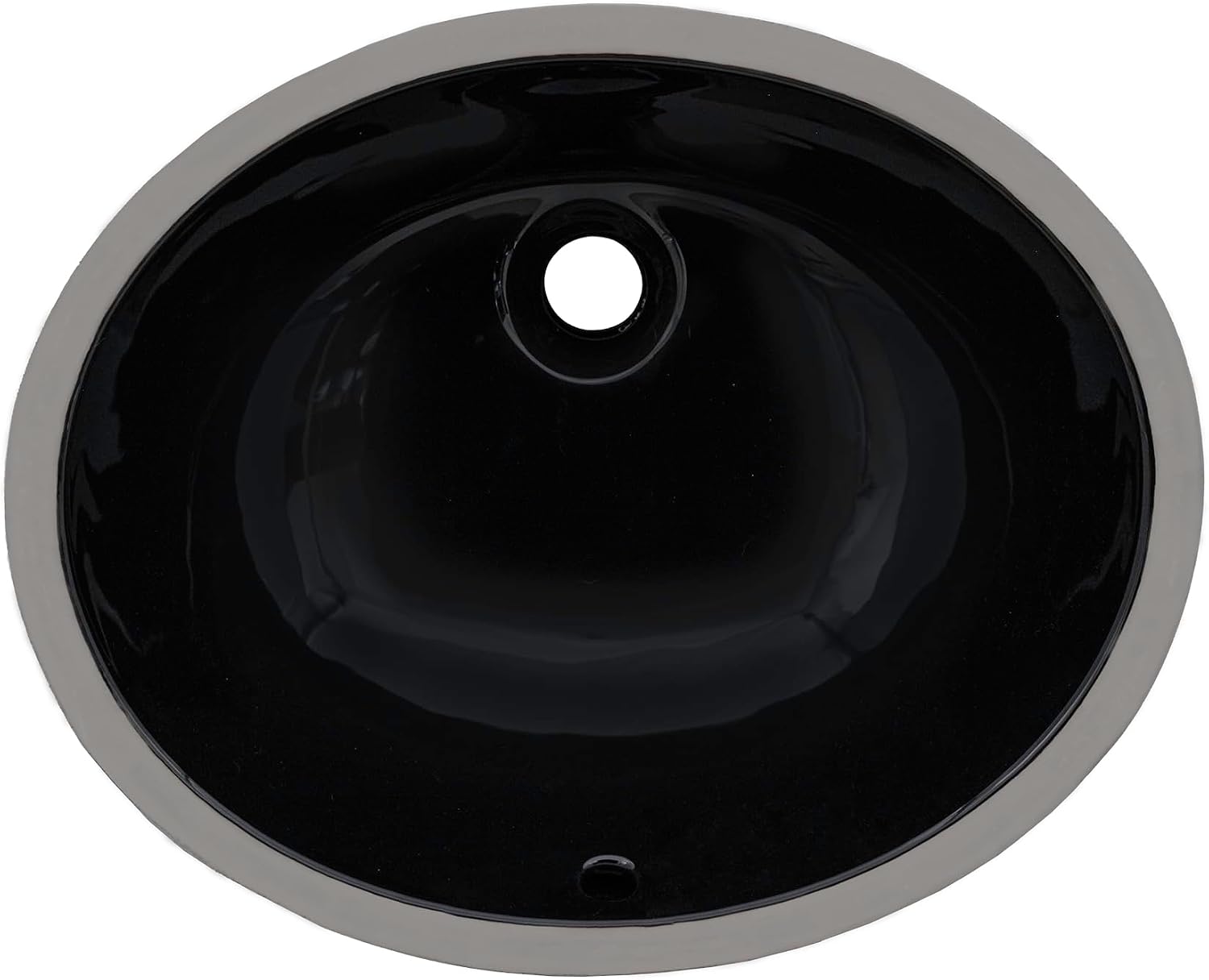 Ruvati 16 x 13 inch Undermount Bathroom Sink Black Oval Porcelain Ceramic with Overflow - RVB0618BK