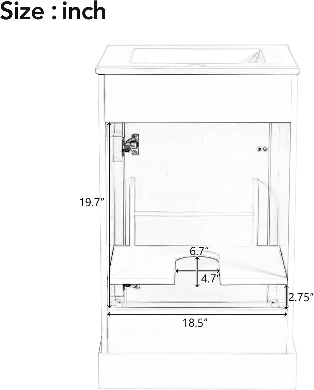 20-inch Bathroom Vanity with Sink, Free Standing Vanity Cabinet with One Door, Storage Rack, and Adjustable Shel, Solid Wood Vanity Set with Ceramic Sink for Bathroom (Black)