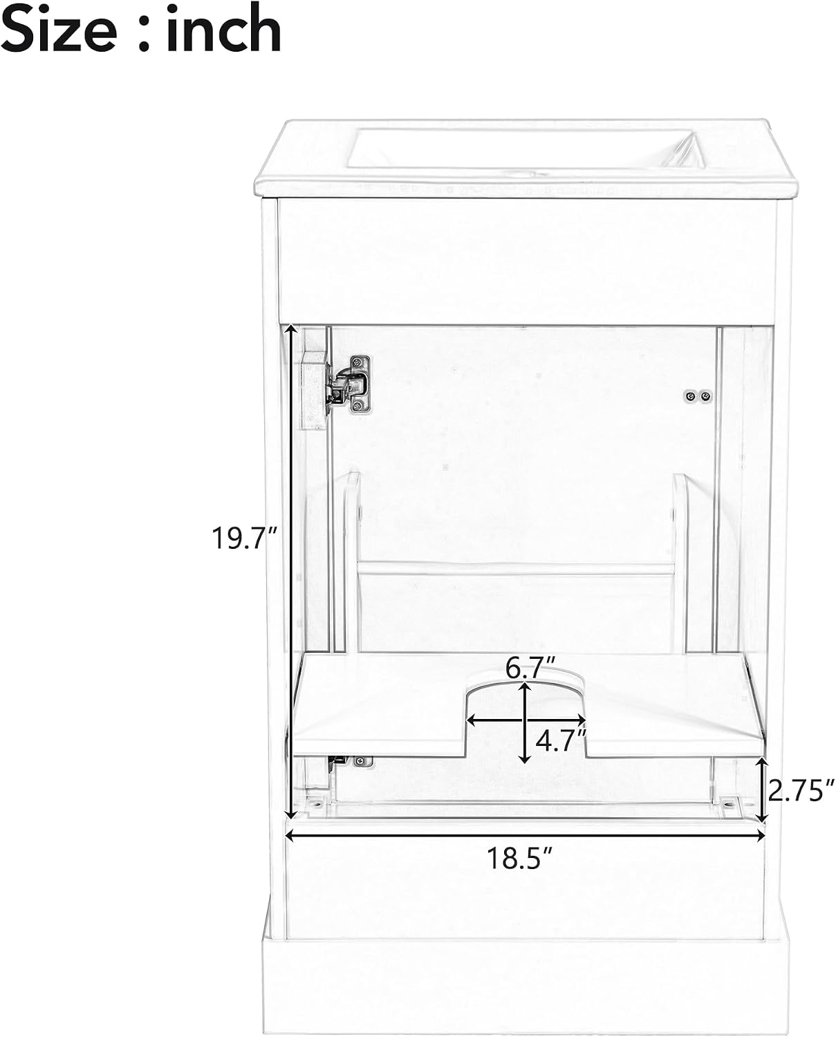 Harper & Bright Designs 20' Bathroom Vanity with Sink, Free Standing Single Basin Vanity Set with Soft Close Door & Adjustable Shelf, Solid Wood Storage Cabinet with Ceramic Basin for Bathroom, White