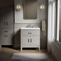 Kohler Seer 30 Inch Bathroom Vanity Cabinet with White Single Sink and Quartz Top, Modern Bathroom Vanity, Mohair Gray, K-33552-ASB-1WT