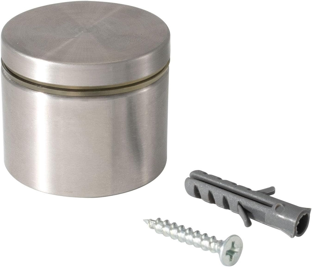 Stainless Steel Standoff 1-1/2 Inch Diameter x 1 Inch Barrel Length Brushed Finish for PVC, Glass and Acrylic Sign Stand Off Wall Anchors and Screws 48 Piece Small Store Pack