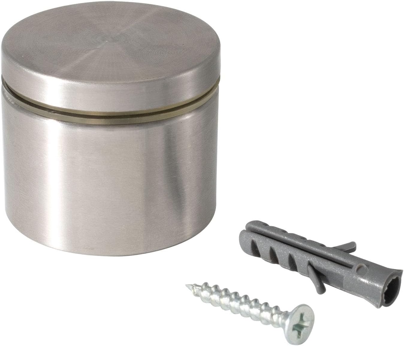 Stainless Steel Standoff 1-1/2 Inch Diameter x 1 Inch Barrel Length Brushed Finish for PVC, Glass and Acrylic Sign Stand Off Wall Anchors and Screws 48 Piece Small Store Pack