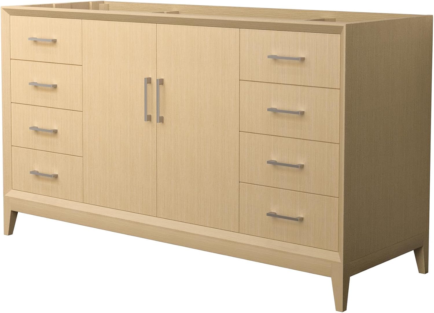 Wyndham Collection Janna 60 Inch Single Bathroom Vanity in White Oak, No Countertop, No Sink, Brushed Nickel Trim