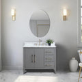 Vanity Art 42 inch Bathroom Vanity with Single Sink & Ceramic Top, Vanity Cabinet with Soft-Closing Doors, Drawers, Solid Wood Frame, Cashmere Gray, Brushed Nickle Handware
