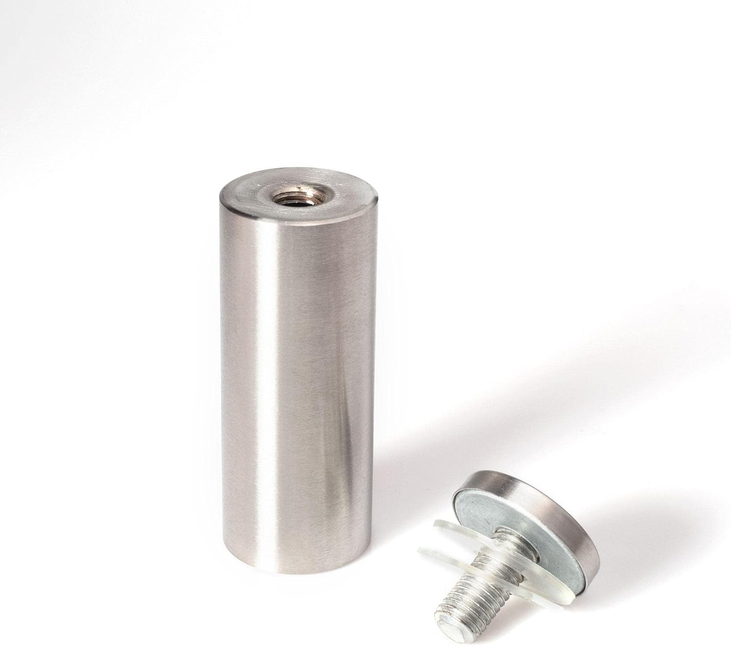 Stainless Steel Standoff 1-1/4 Inch Diameter x 3 Inch Barrel Length Brushed Finish for PVC, Glass and Acrylic Sign Stand Off Wall Anchors and Screws 48 Piece Small Store Pack