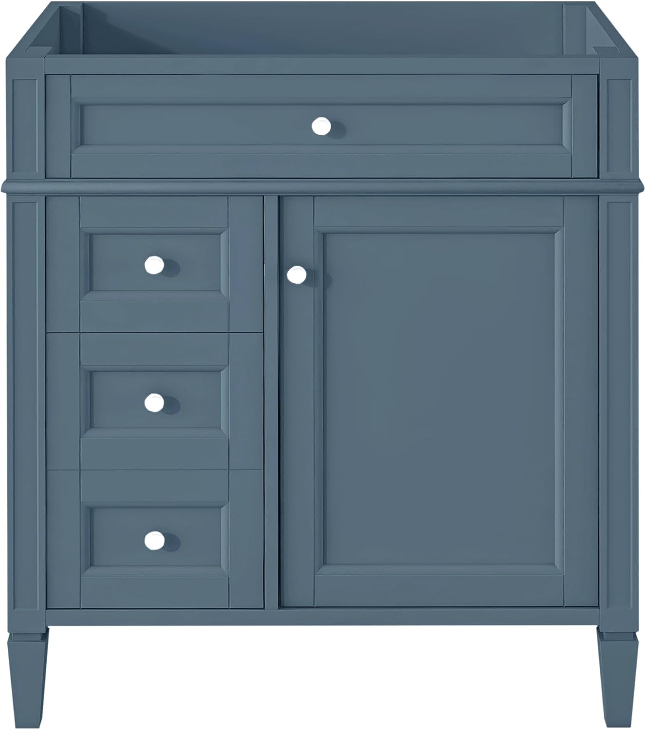 Favfurish 30''Bathroom Vanity Without Top Sink, Solid Wood Frame Modern Bathroom Storage Cabinet with 2 Drawers,1 Soft-Closing Door and a Tip-Out Drawer,for Bathroom (NOT Include Basin),Blue